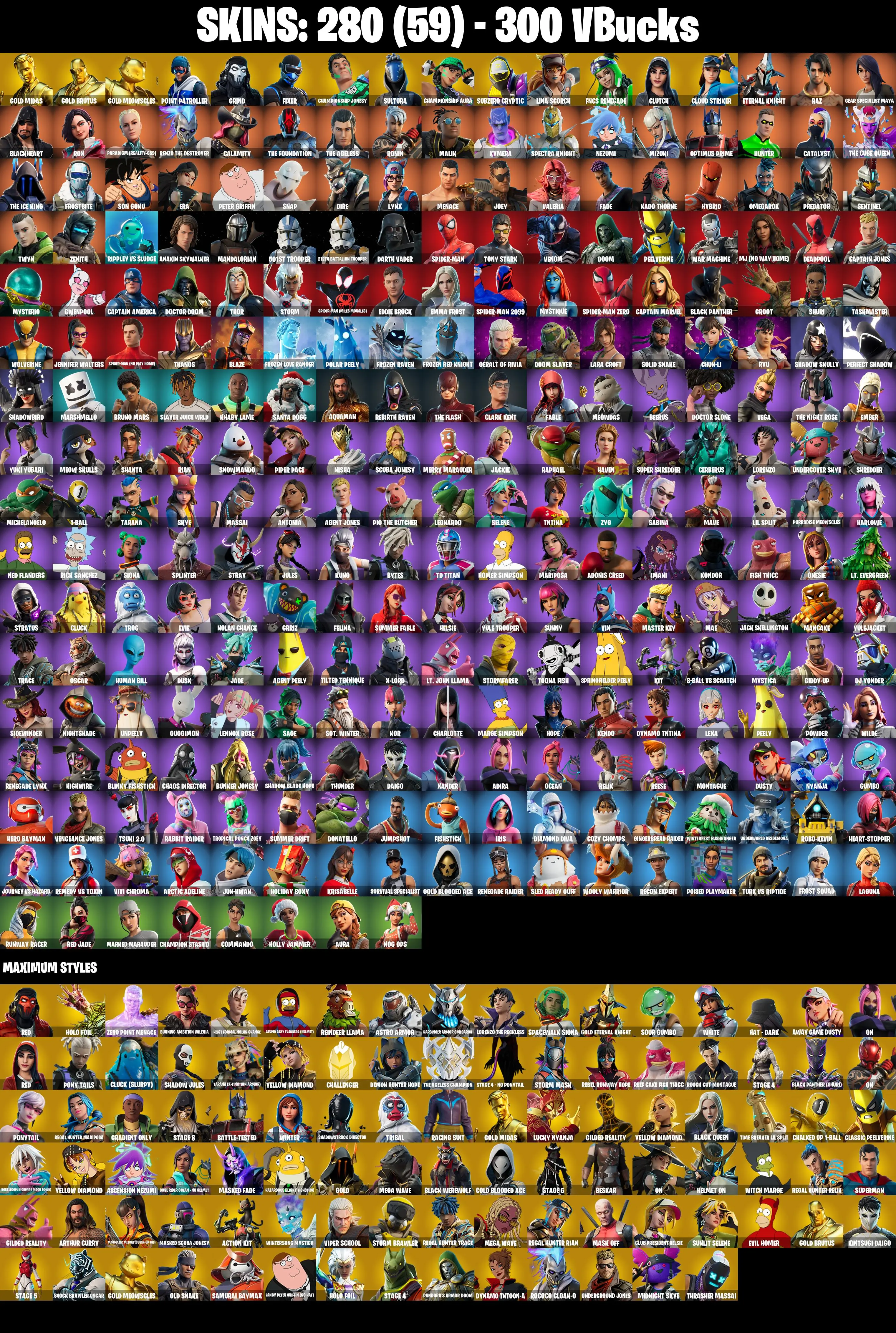 (PC/PSN/XBOX) 280 SKINS π Renegade Raider π Gold Midas π Gold Brutus π Gold Meowscles π Point Patroller π Grind π Fixer π 300 V-Buck PARENTAL CONTROL β image 2