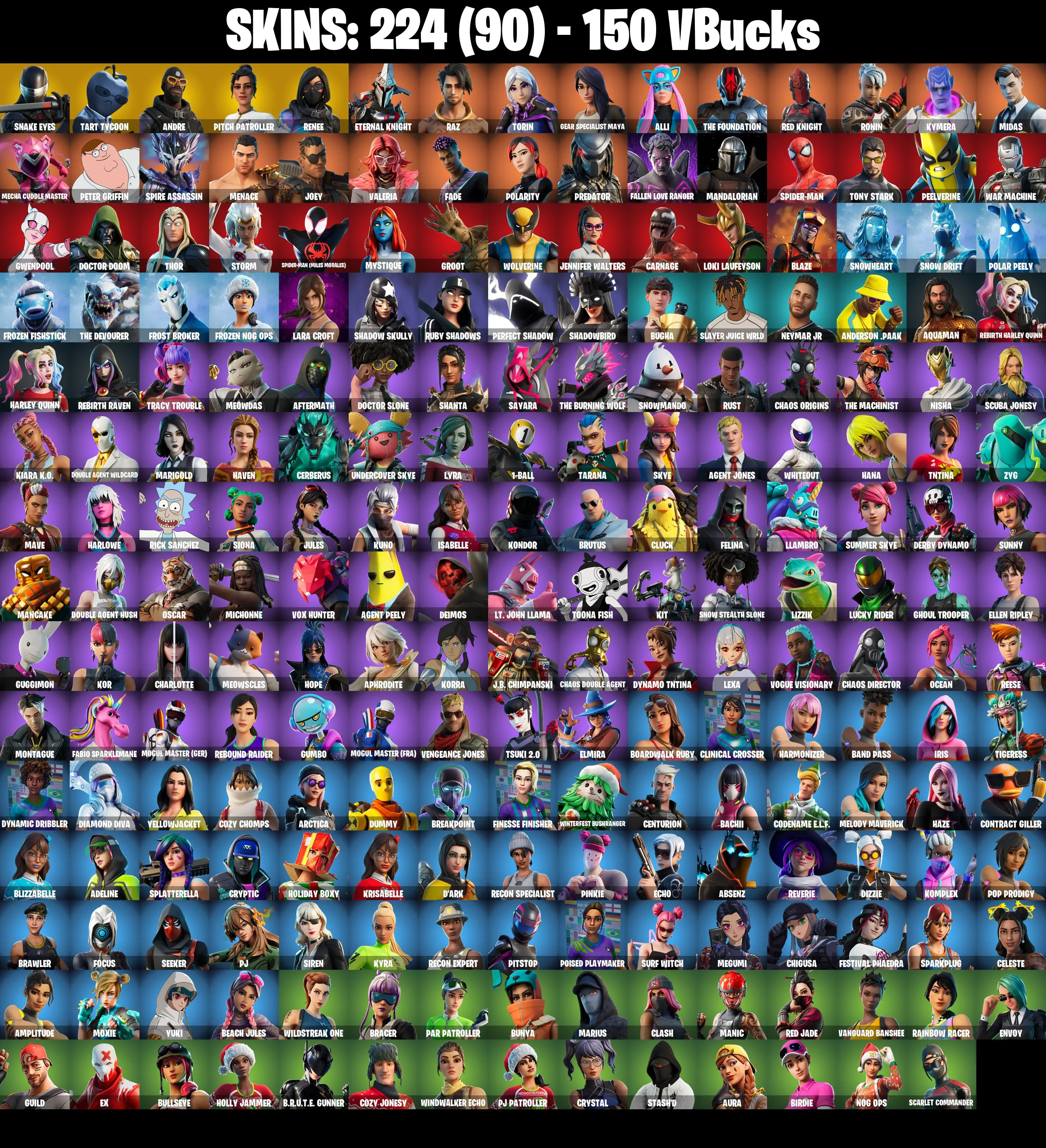 (PC/PSN/XBOX) 224 SKINS π Snake Eyes π Tart Tycoon π Andre π Pitch Patroller π Renee π Eternal Knight π Raz π Torin π 150 V-Buck PARENTAL CONTROL β image 2