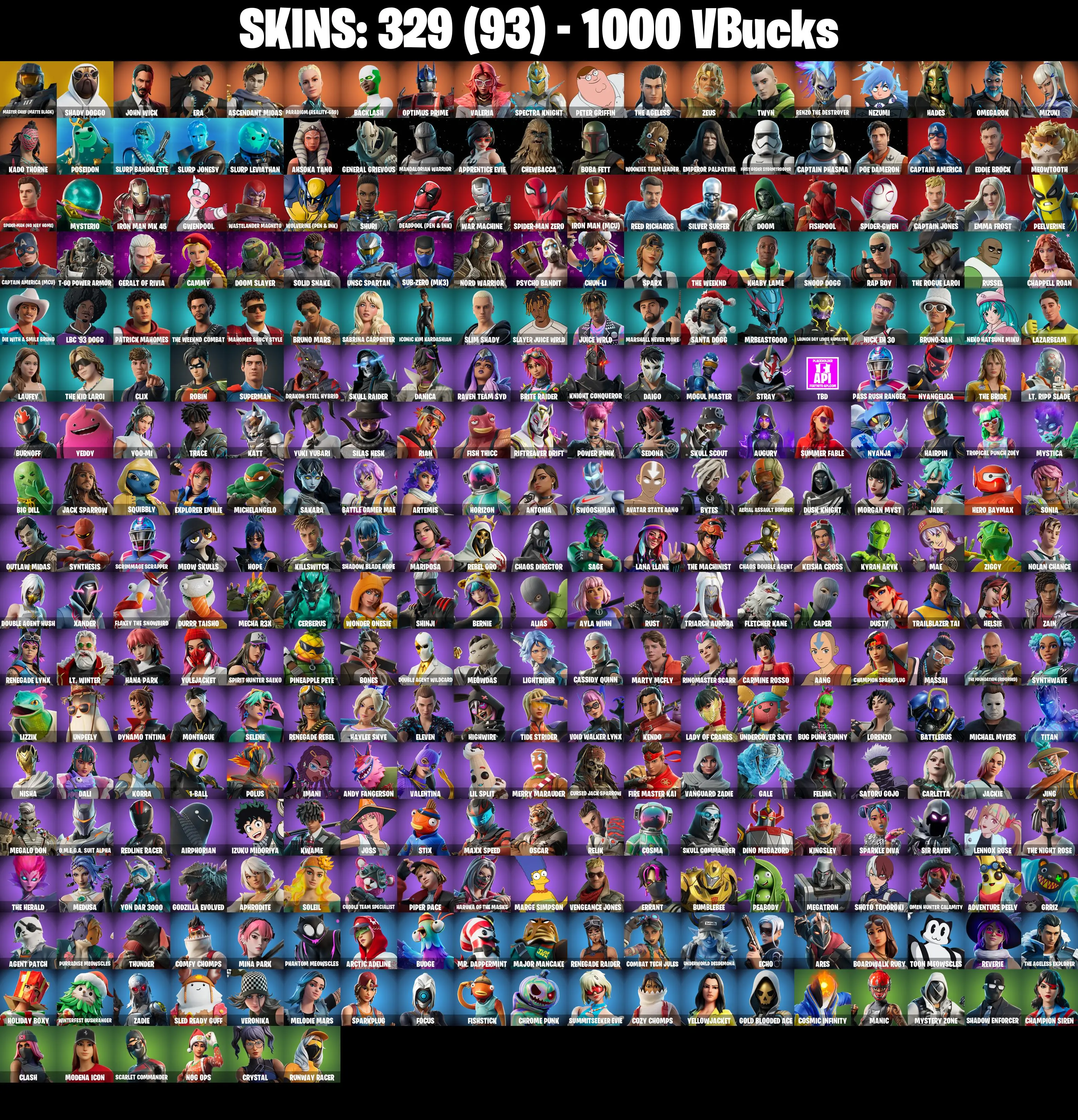 (PC/PSN/XBOX) 329 SKINS π Renegade Raider π Master Chief (Matte Black) π Shady Doggo π John Wick π Era π Ascendant Midas π 1000 V-Buck PARENTAL CONTROL β image 2