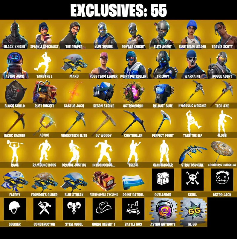 [PC/PSN/XBOX] 45 Skins | OG STW | Black Knight | Travis Scott | 2450 VB | Sparkle Specialist | The Reaper | Blue Squire | Royale Knight | Elite Agent
