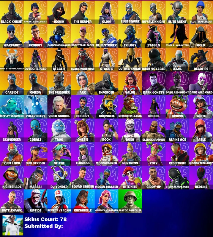 [PC] 78 Skins | Black Knight | IKONIK | The Reaper | Glow | Sparkle Specialist | Blue Squire | Royale Knight | Elite Agent | Blue Team Leader | OG STW