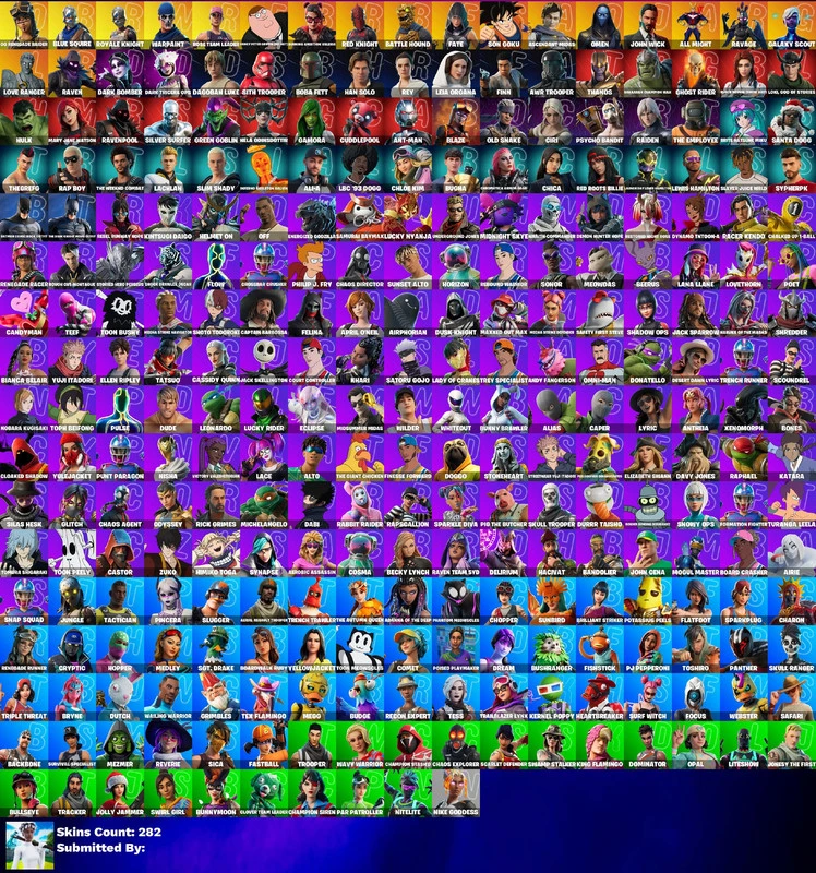 [PC/PSN/XBOX] 282 Skins | EMAIL CHANGE ⸱ OG Renegade Raider (Black&Gold Style) Aerial Assault Trooper | Blue Squire | Royale Knight | Fancy Peter Griffin (No Hat) | OG STW