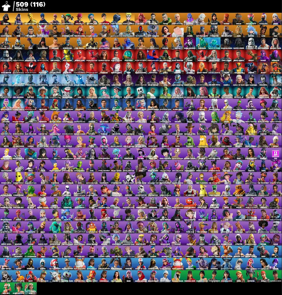 [PC] 509 skins | OG STW | IKONIK | Glow | Gold Midas | Championship Aura | Arcane Vi | Arcane Jinx | Tiki Tackler | Tart Tycoon | Naruto Uzumaki | 6400 VB