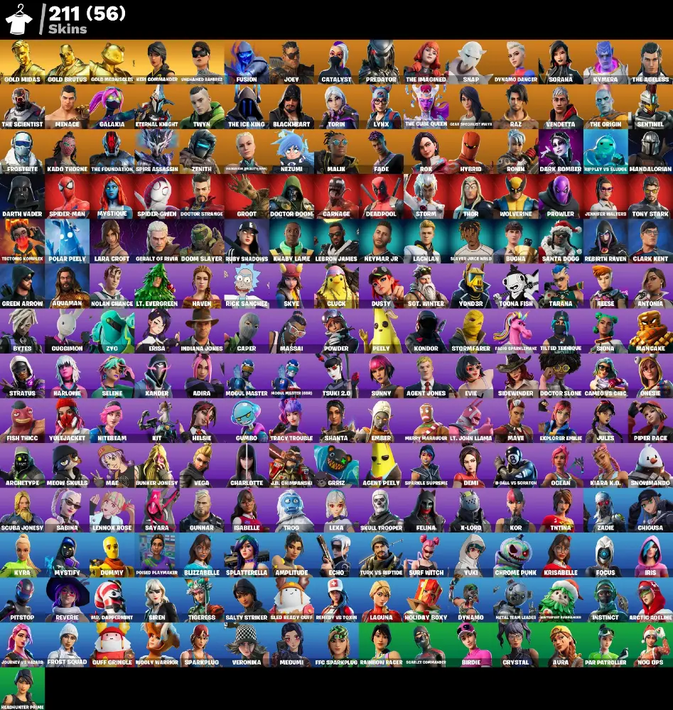 (PC PSN XBOX) 211 skins | Gold Midas | Gold Brutus | Gold Meowscles | Keri Commander | Unchained Ramirez | Fusion | Joey | Catalyst | Predator | The Imagined / LARA CROFT / DARK BOMBER — image 1