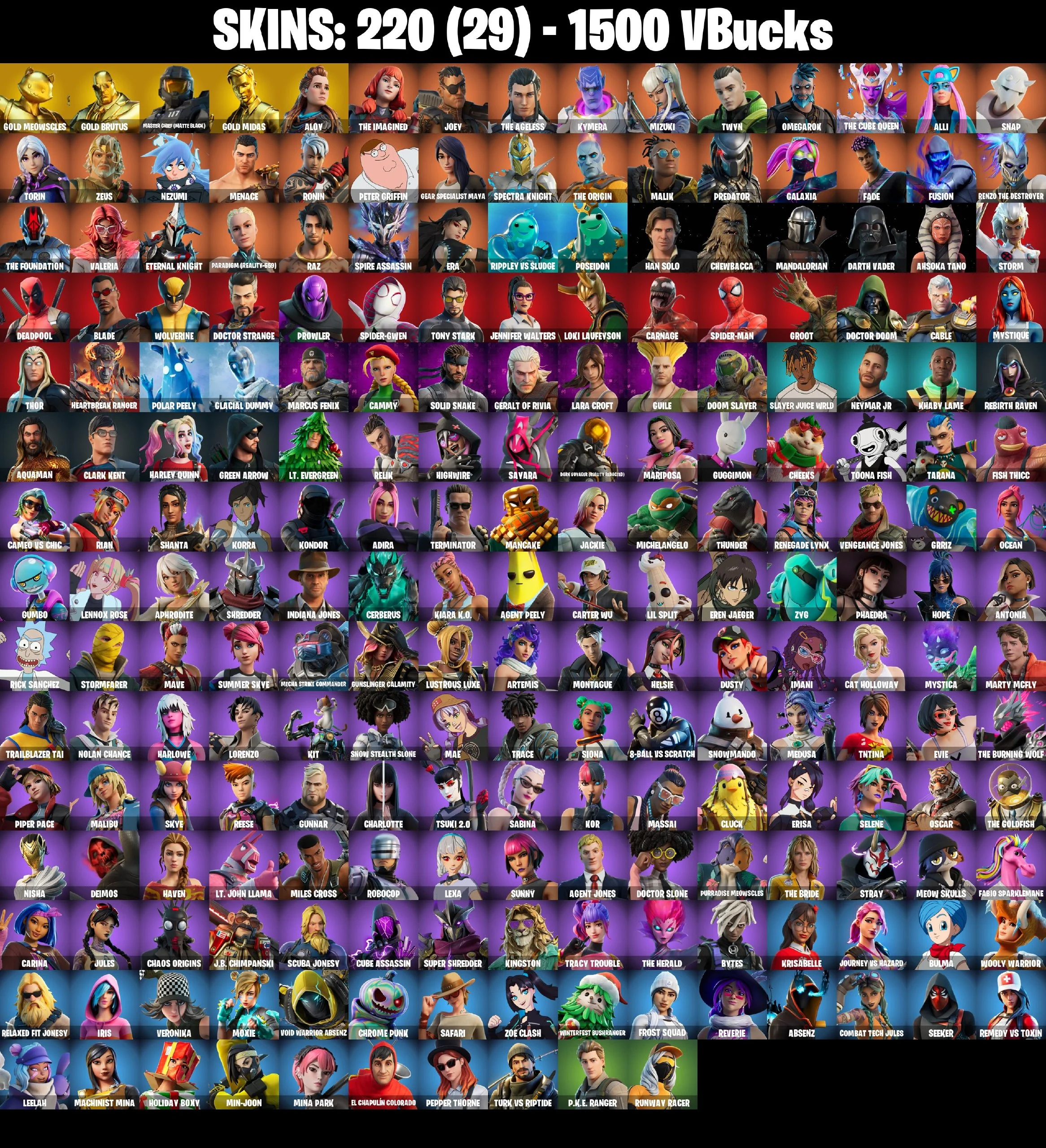 (PC/PSN) 220 SKINS ⚡️ Gold Meowscles ⚡️ Gold Brutus ⚡️ Master Chief (Matte Black) ⚡️ Gold Midas ⚡️ Aloy ⚡️ The Imagined ⚡️ Joey ⚡️ 1500 V-Bucks| PARENTAL CONTROL — image 2
