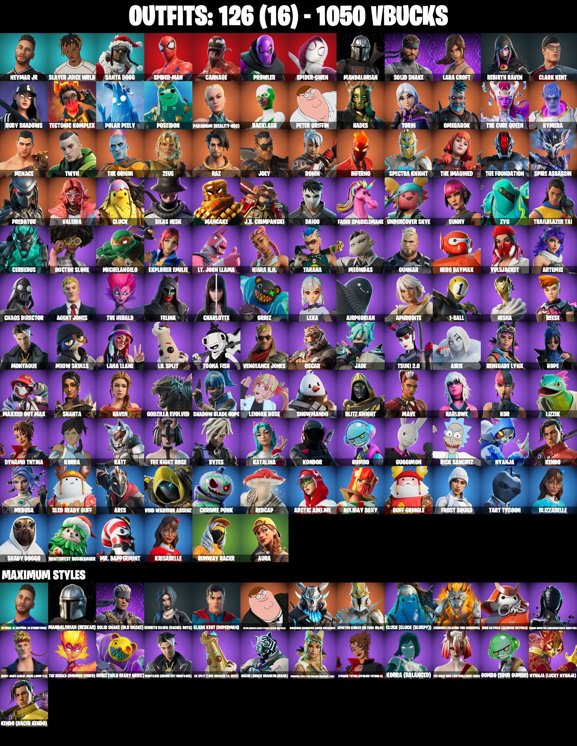 ❤️ [PSN/PC/XBOX/NIN] ❤️ 126 SKINS ❤️ FULL BESKAR MANDALORIAN ❤️ RACHEL ROTH ❤️ BACKLASH ❤️ LARA CROFT ❤️ SPIDER-MAN ❤️ SPIDER-GWEN ❤️ GET GRIDDY ❤️ STAR WAND ❤️ PREDATOR ❤️ CHAOS DIRECTOR MAX ❤️ SILAS HESK ❤️ ARTEMIS ❤️