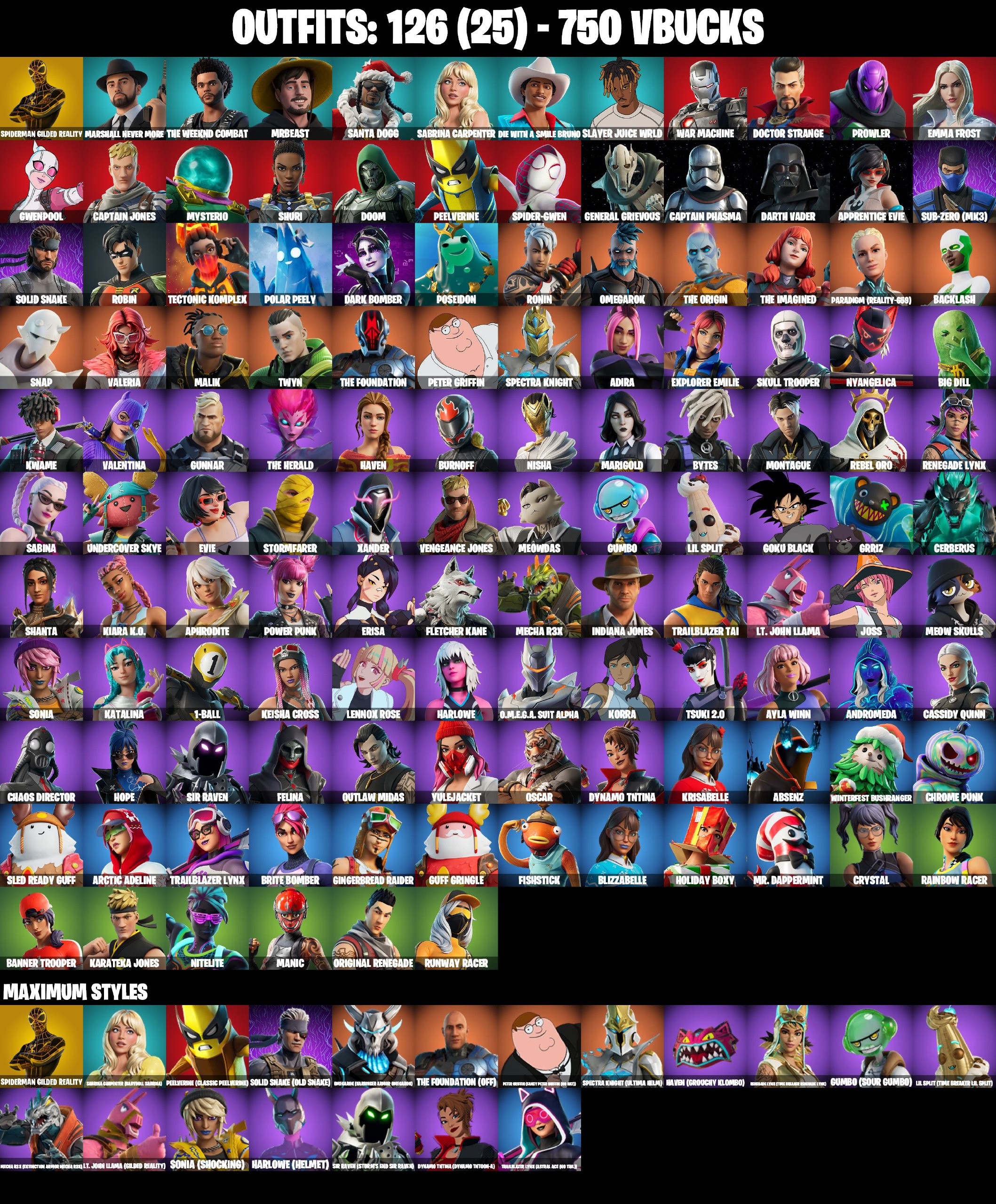 ❤️ [PSN/PC/XBOX/NIN] ❤️ 126 SKINS ❤️ BACKLASH ❤️ SKULL TROOPER ❤️ GILDED SPIDER-MAN ❤️ SPIDER-GWEN ❤️ GET GRIDDY ❤️ OUTLAW MIDAS ❤️ SUB-ZERO MK3 ❤️ CAPTAIN PHASMA ❤️ GENERAL GRIEVOUS ❤️ DARTH VADER ❤️ APPRENTICE EVIE ❤️