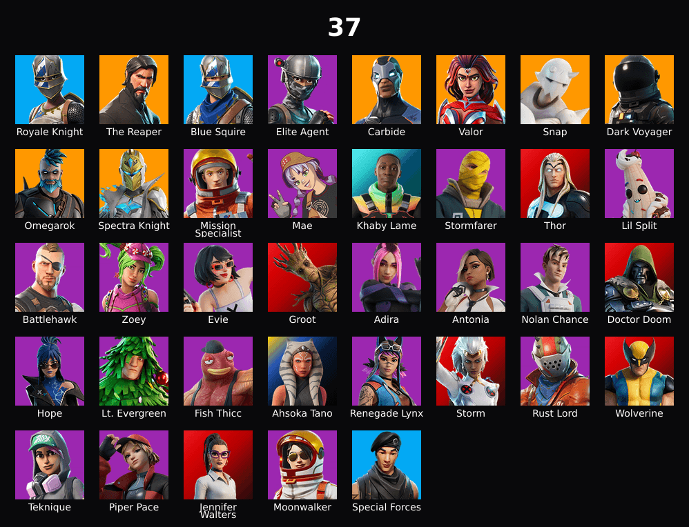 PC,PSN,XBOX 37 SKINS FA ⸱ OG RAIDER'S REVENGE ⸱ REAPER ⸱ BLUE SQUIRE ⸱ DOOM,GROOT,WOLVERINE ⸱ TAKE THE L ⸱ MAKO RK2799 — image 1
