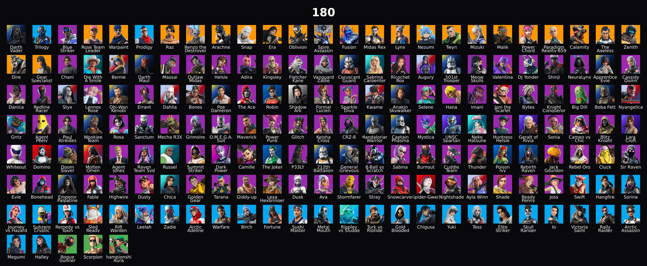 PC,PSN,XBOX 180 SKINS FA ⸱ STW ⸱ CHANI ⸱ ARTH VADER,ARACHNE,POWER CHORD,PAUL ATREIDES,GLITCH,LARA CROFT,JOKER RK2562 — image 1