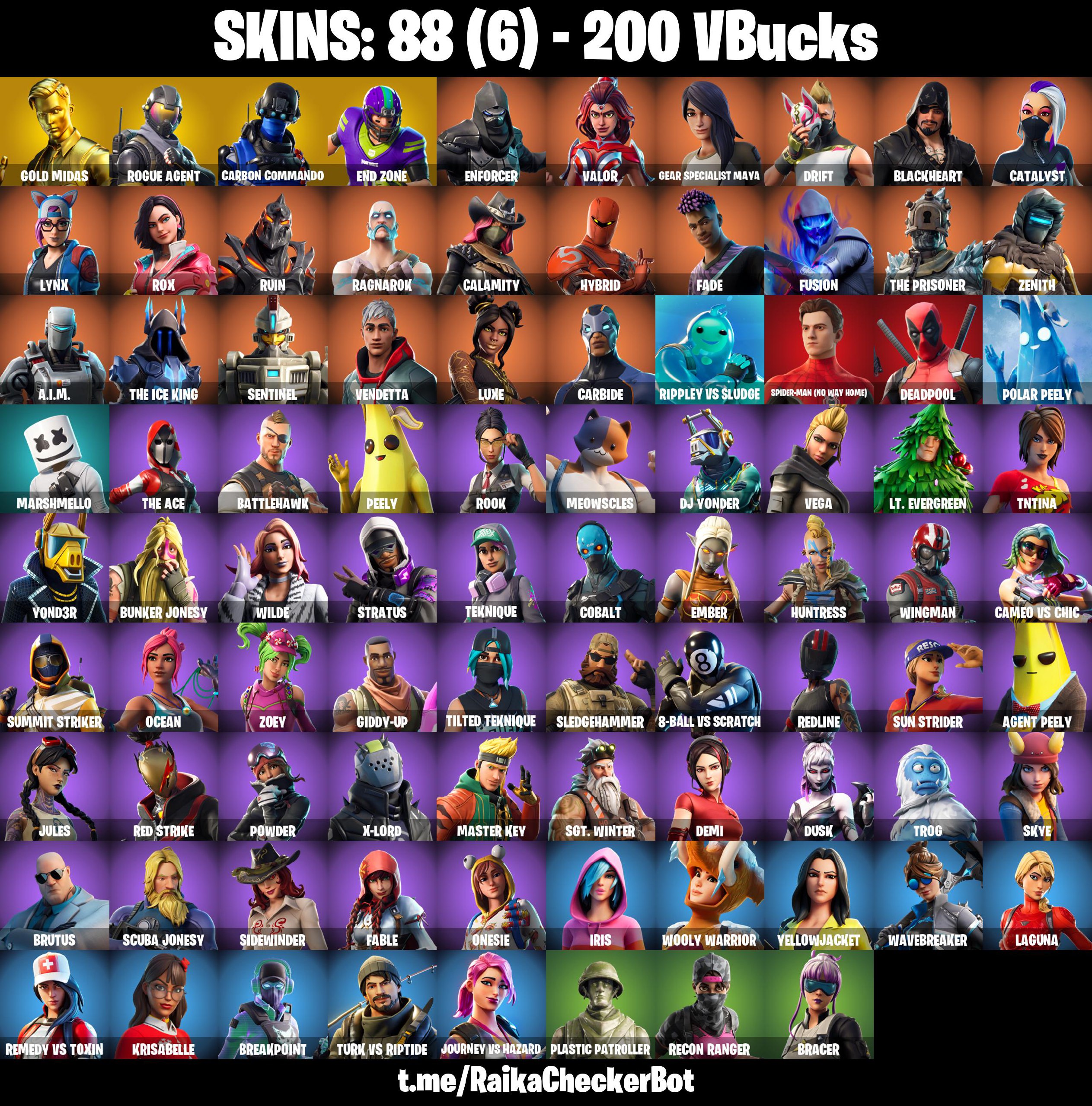 [PSN/XBOX/PC] 88 skins ❄️ Gold Midas ❄️ Rogue Agent ❄️ Carbon Commando ❄️ End Zone ❄️ Enforcer ❄️ Valor ❄️ Gear Specialist Maya ❄️ Drift ❄️ Blackheart ❄️ Catalyst ❄️ 200 VB