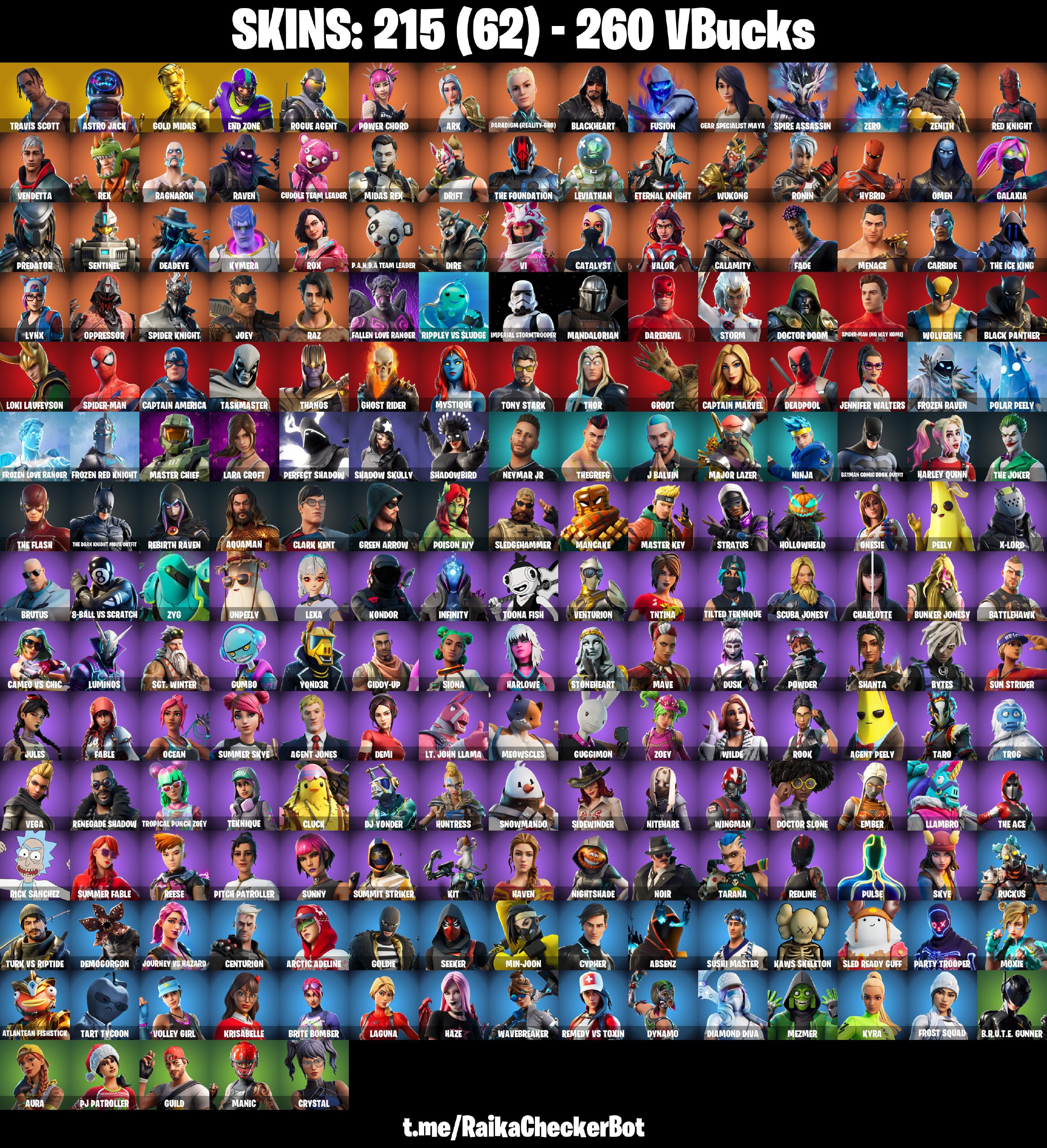 🎁✨ STACKED ACCOUNT ✨🎁 215 SKINS 🌟 MASTER CHIEF 🌟 TRAVIS SCOTT 🌟 ASTRO JACK 🌟 GOLD MIDAS 🌟 END ZONE 🌟 ROGUE AGENT 🌟 POWER CHORD 🌟 ARK 🌟 PARADIGM (REALITY-659) 🌟 260 VB 🌟 PSN/XBOX/PC