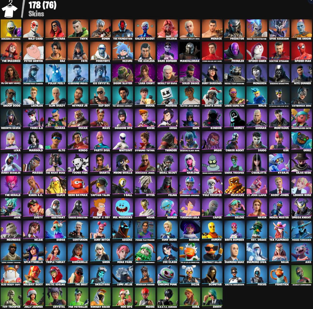 PARENTAL CONTROL ⸱ [PC/PSN/XBOX] 178 skins | Aerial Assault Trooper + Renegade Raider | CANDY AXE | Catwoman Comic Book + Lara Croft | MANY SWEATY SKINS ⸱ Aura + Focus + Joltara + Surf Witch + Dummy | 200 VB