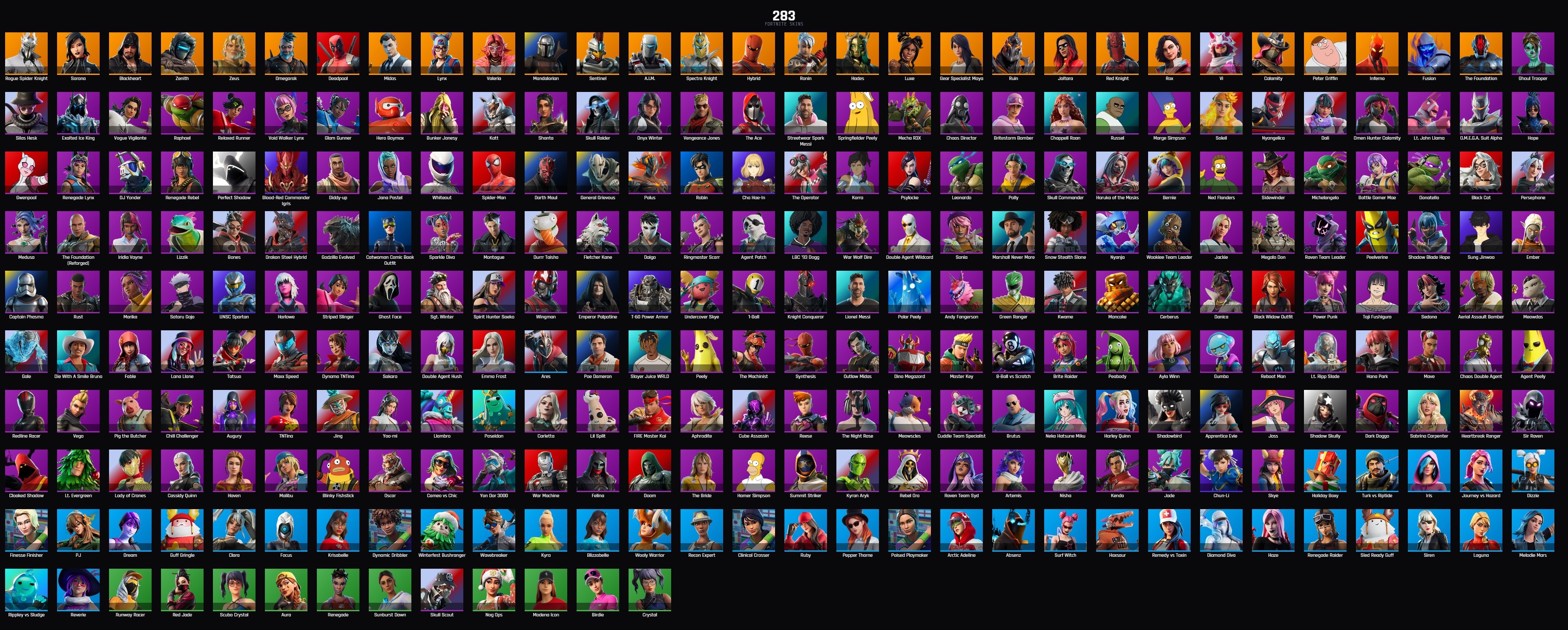 PC PSN XBOX 283 SKINS / ROGUE SPIDER KNIGHT / SORANA / DEADPOOL / MIDAS / RED KNIGHT / JOLTARA / GHOUL TROOPER / Catwoman Comic Book Outfit / RENEGADE RAIDER / HARLEY QUINN / CLOAKED SHADOW