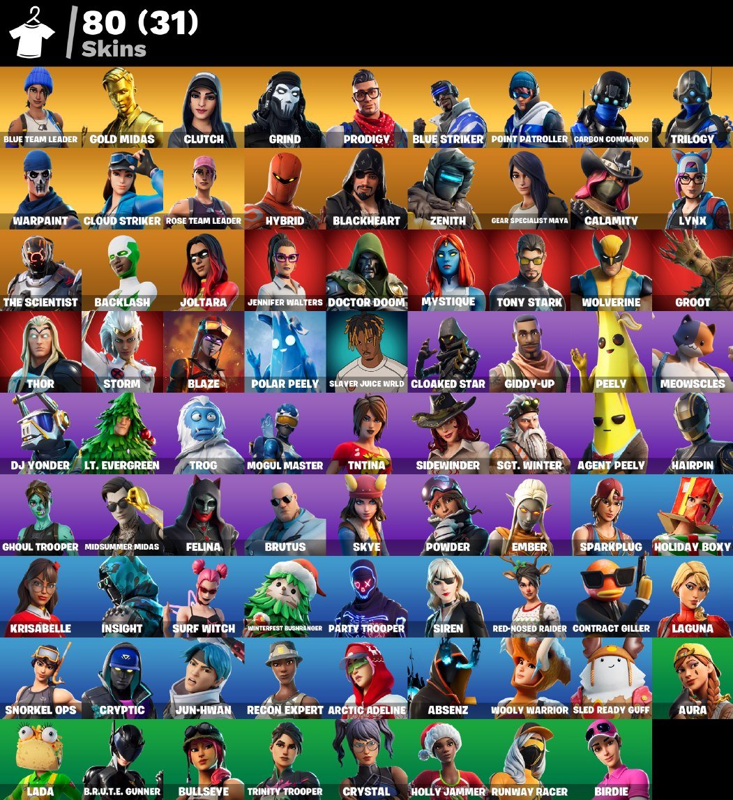 Fortnite ⸱ Level 1946 ⸱ 80 Skins ⸱ 650 V-Bucks ⸱ OG STW