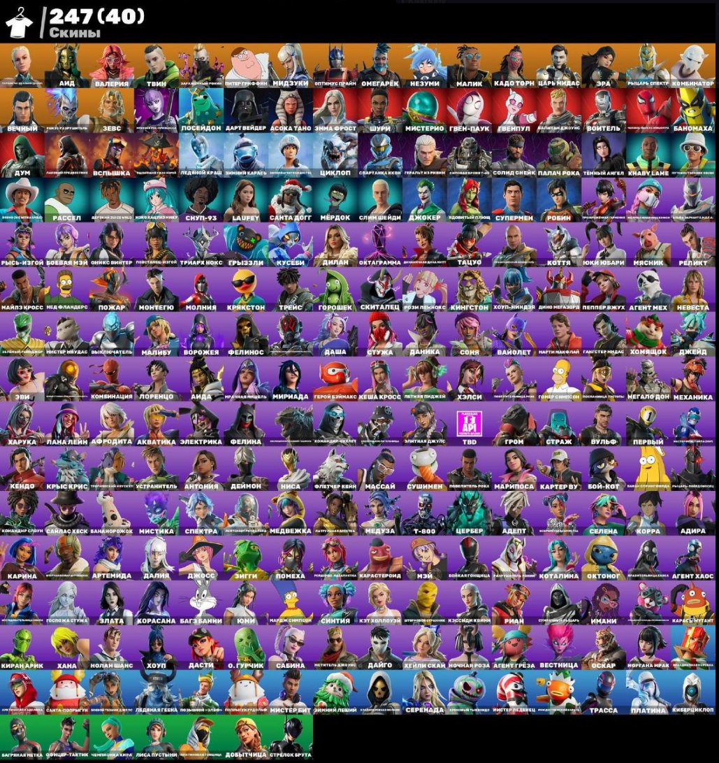 Fortnite ⸱ 247 Skins ⸱ Battle Pass ⸱ 550 V-Bucks ⸱ EU