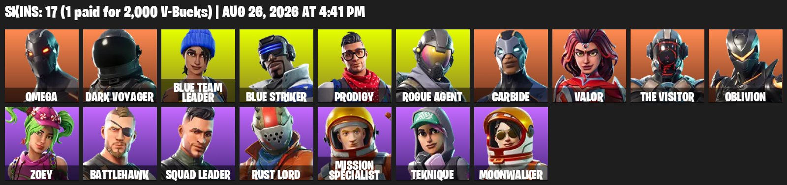 Fortnite ⸱ 17 Skins ⸱ Rare Exclusives ⸱ Native Mail