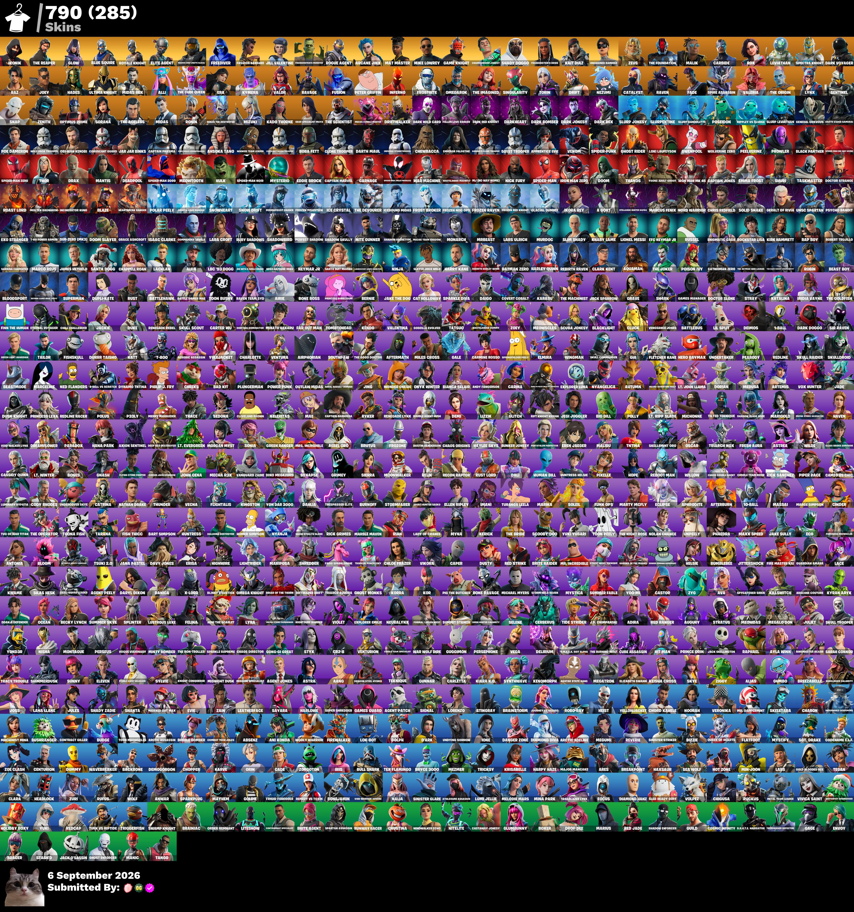 🦩 [PC/PSN/XBOX] 790 skins 💎 IKONIK 🐉 The Reaper ✨ Glow 🩵 Blue Squire 👑 Royale Knight 🎯 Elite Agent 🖤 Master Chief (Matte Black) 🌊 Freediver 🌸 Fashion Banshee 🪻 Unchained Ramirez 🐕 Shady Doggo 💜 Arcane Jinx 💰 1000 VB