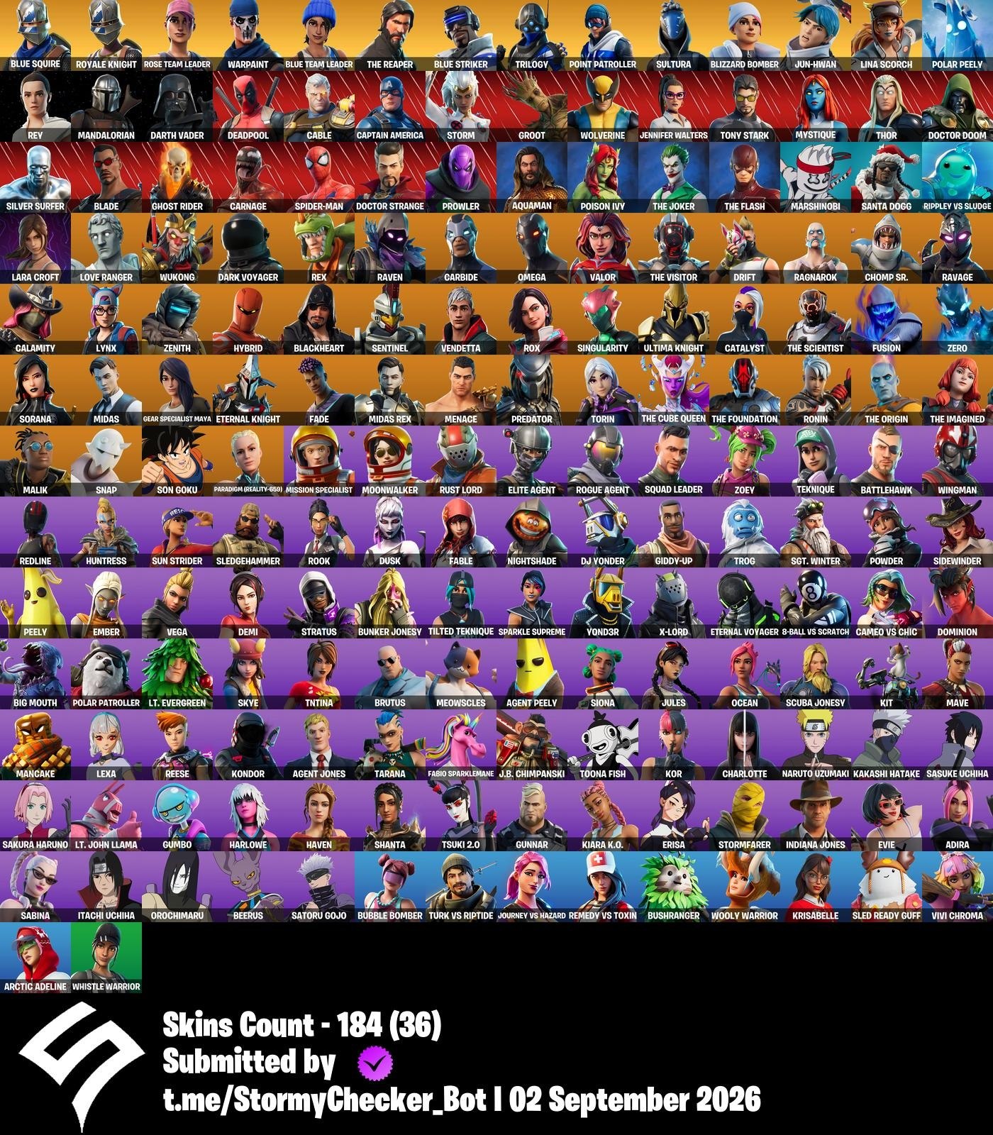 [PC/PSN/XBOX] | 184 Skins | OG STW | The Reaper | Blue Squire | Elite Agent | Take The L | 8-Ball vs Scratch | Adira | Agent Jones | Agent Peely | O4G