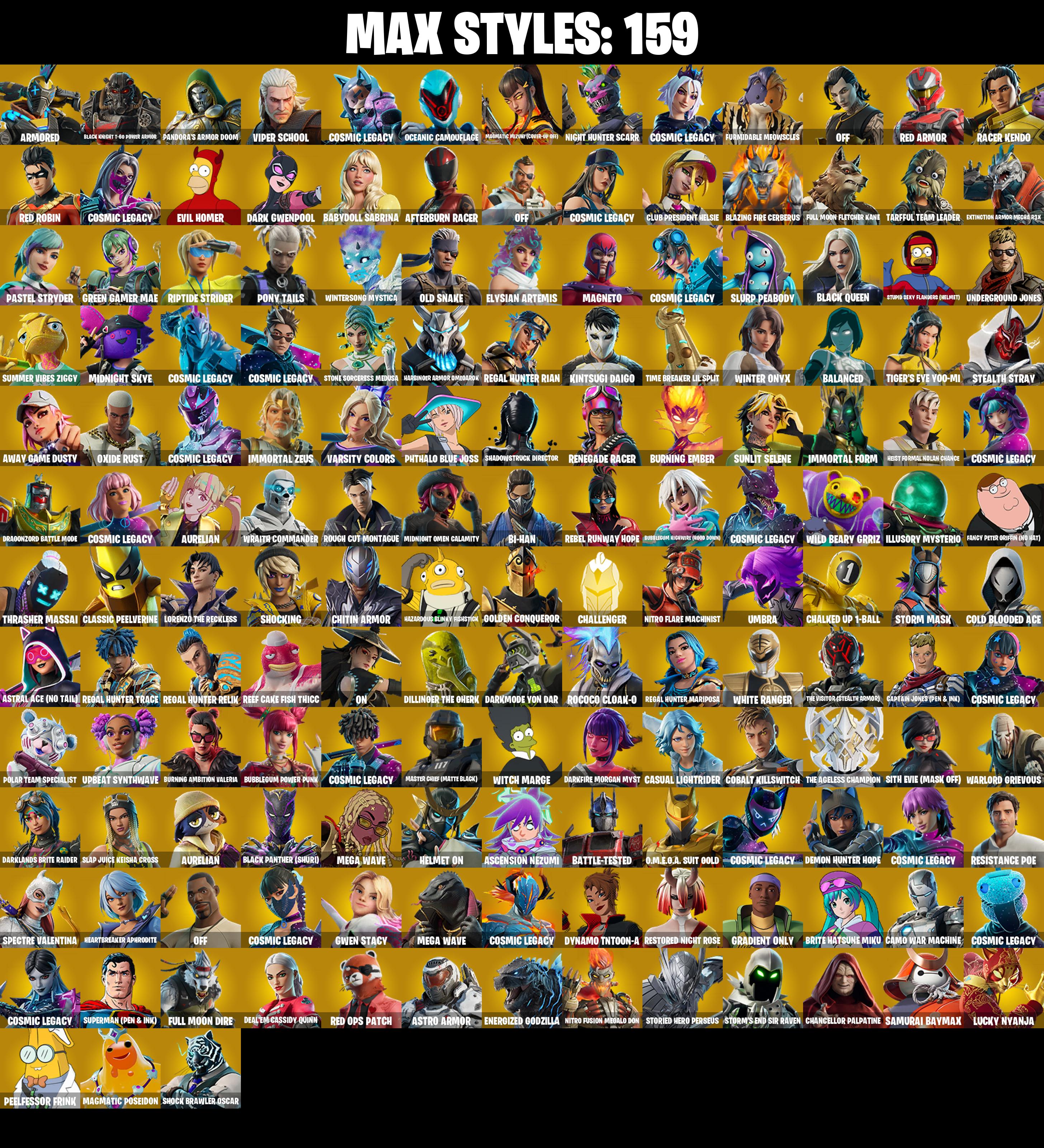 (PC/PSN/XBOX) 412 SKINS π Renegade Raider π Aerial Assault Trooper π Master Chief (Matte Black) π Black Adam π Championship Jonesy π Spectra Knight π 0 V-Buck PARENTAL CONTROL β image 3