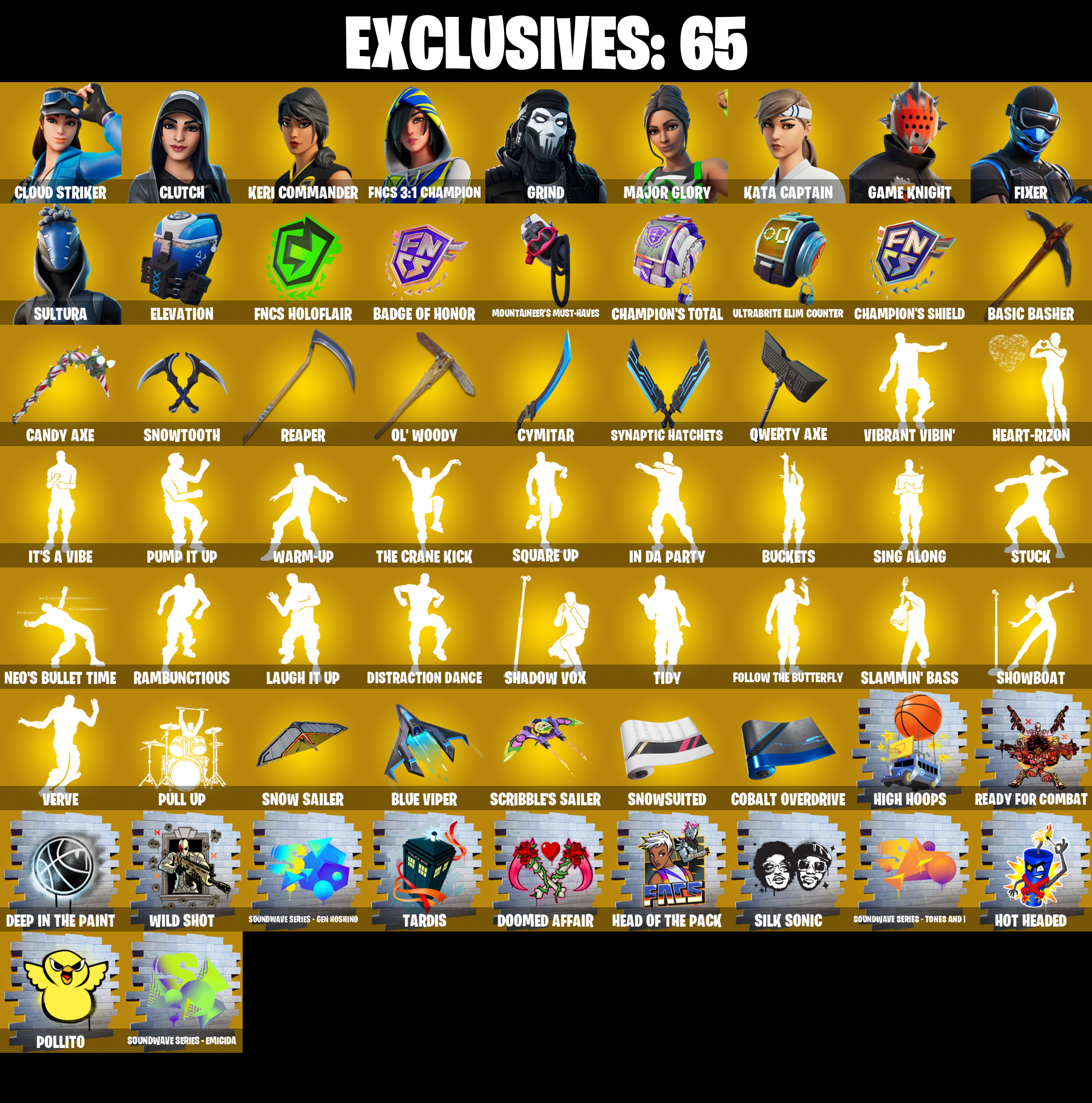 (PC/PSN/XBOX) 302 SKINS π Cloud Striker π Clutch π Keri Commander π FNCS 3:1 Champion π Grind π Major Glory π Kata Captain π 200 V-Buck PARENTAL CONTROL β image 1