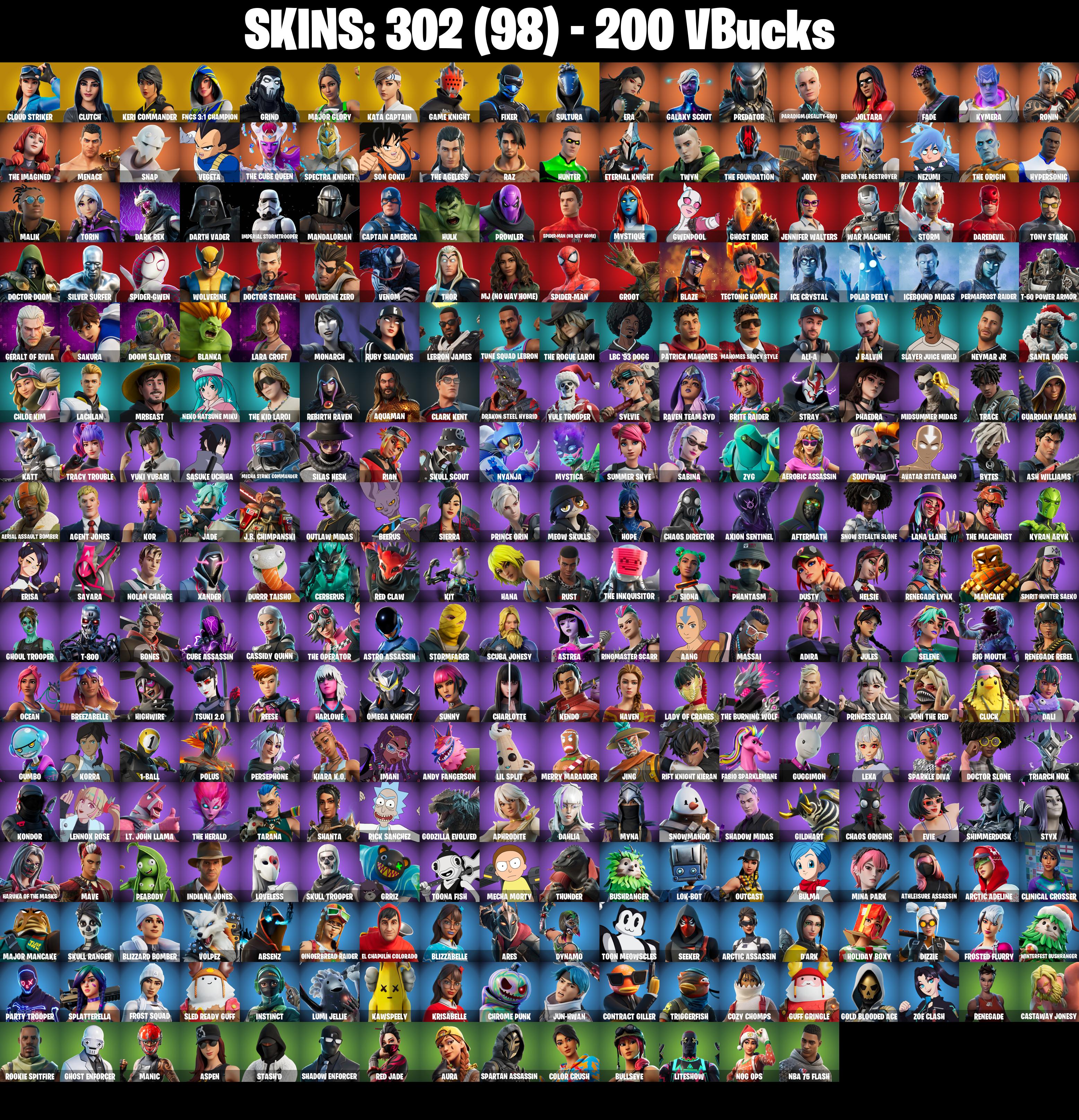 (PC/PSN/XBOX) 302 SKINS π Cloud Striker π Clutch π Keri Commander π FNCS 3:1 Champion π Grind π Major Glory π Kata Captain π 200 V-Buck PARENTAL CONTROL β image 2