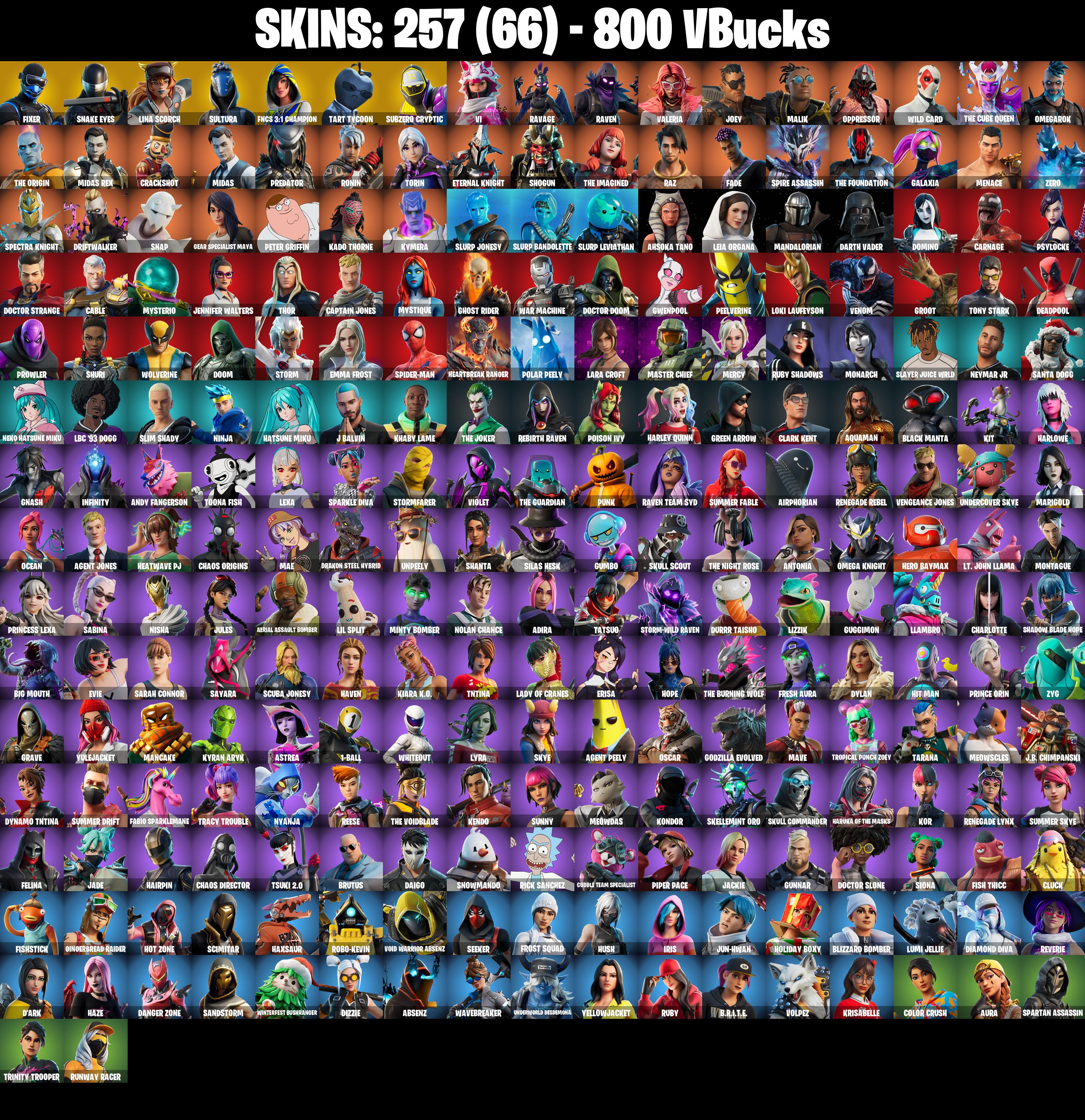 (PC/PSN/XBOX) 257 SKINS π Master Chief π Fixer π Snake Eyes π Lina Scorch π Sultura π FNCS 3:1 Champion π Tart Tycoon π 800 V-Buck PARENTAL CONTROL β image 2