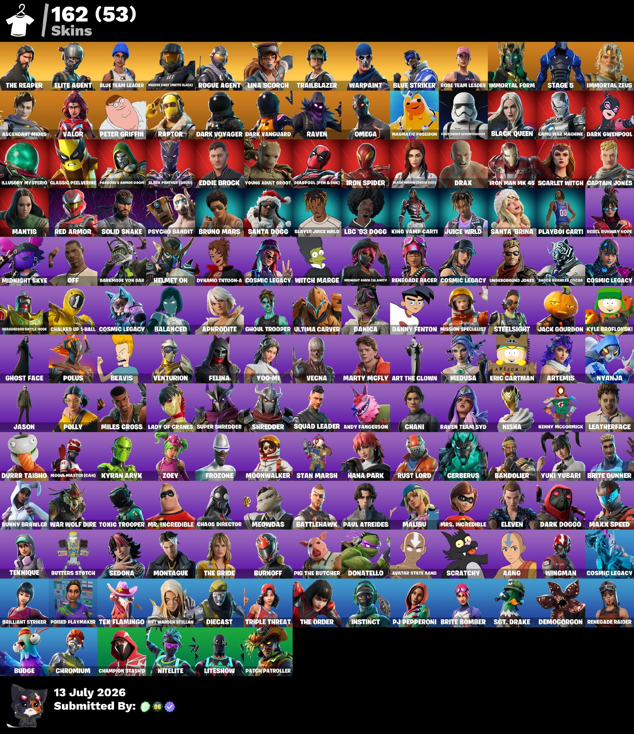 ❤️PC/PSN/XBOX❤️ 162 SKINS ❤️ OG STW ❤️ THE REAPER ❤️ ELITE AGENT ❤️ TAKE THE L ❤️ FREESTYLIN' ❤️ ROGUE AGENT ❤️ MASTER CHIEF (MATTE BLACK) ❤️ RAMBUNCTIOUS ❤️ BLUE TEAM LEADER ❤️ JASON ❤️ CHANI ❤️ PSYCHO BANDIT ❤️ GWENPOOL ❤️ RENEGADE RAIDER — image 1