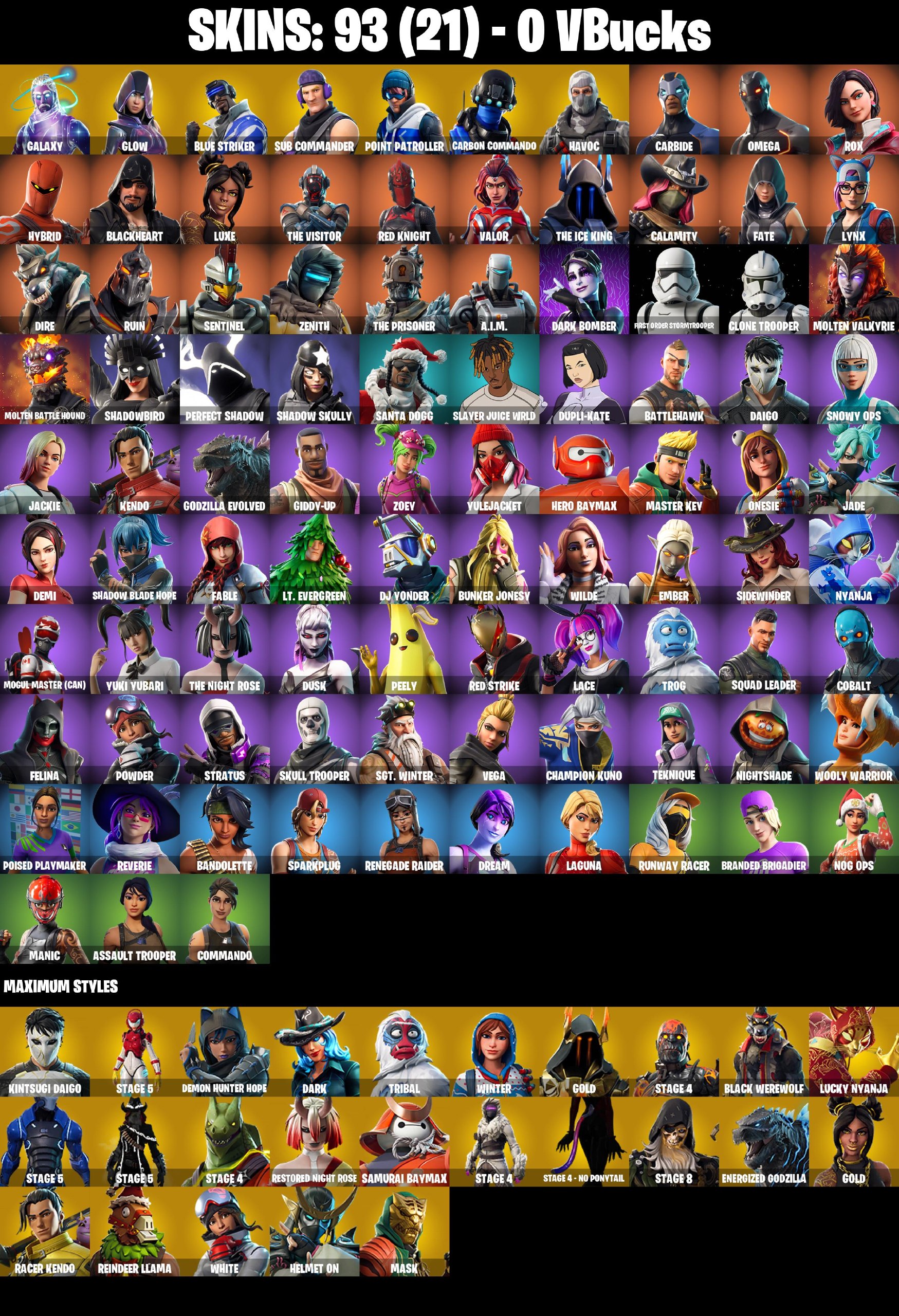 ❤️PC/PSN/XBOX❤️ 93 SKINS ❤️ GALAXY ❤️ GLOW ❤️ RENEGADE RAIDER ❤️ BLUE STRIKER ❤️ SUB COMMANDER ❤️ HAVOC ❤️ SKULL TROOPER ❤️ PEELY ❤️ REAPER ❤️ DREAM ❤️ POINT IT OUT ❤️ TIDY ❤️ ORANGE JUSTICE ❤️ — image 1