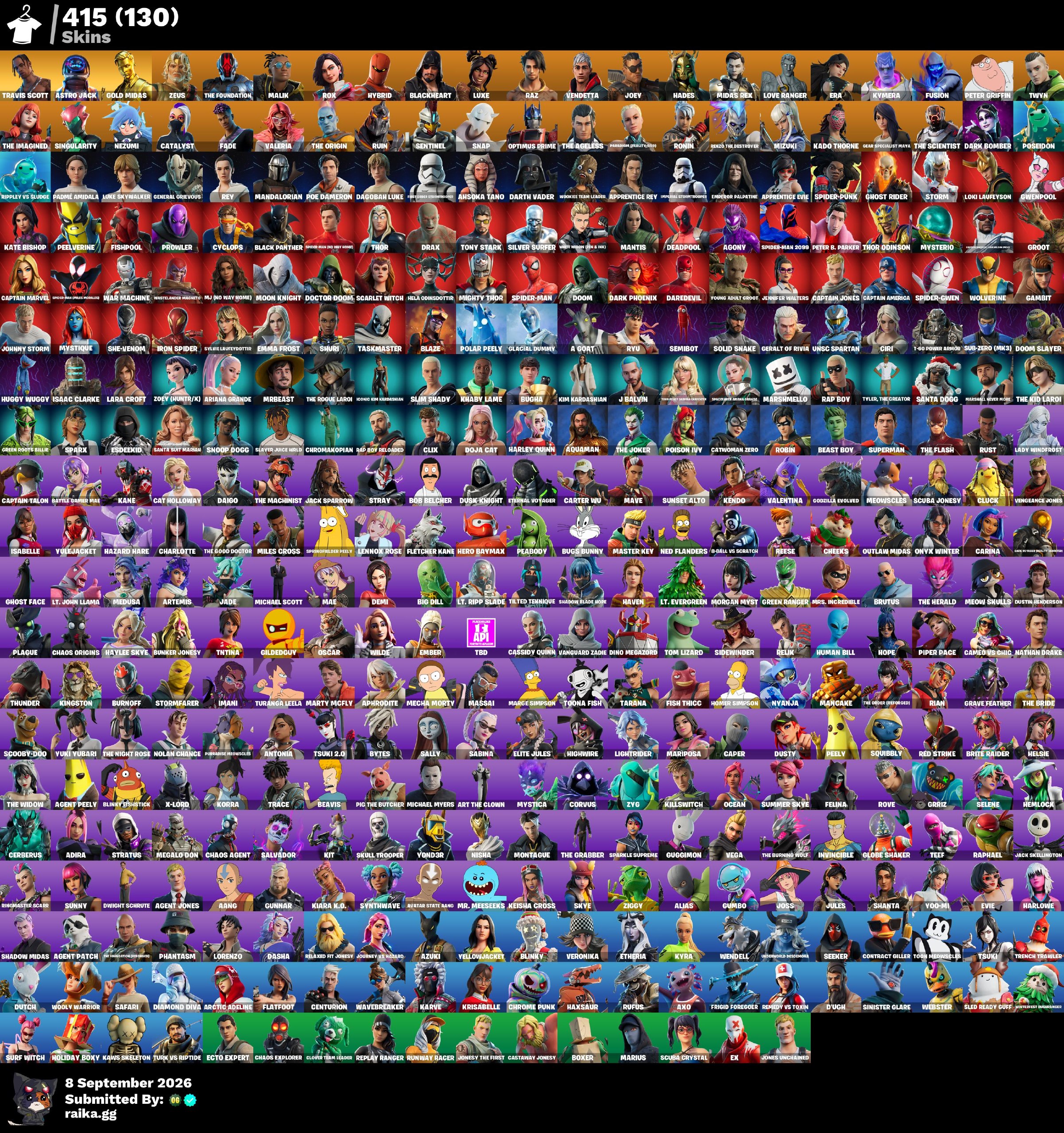 [PC/XBOX] 415 skins | Travis Scott | Astro Jack | Gold Midas | Zeus | The Foundation | Malik | Rox | Hybrid | Blackheart | Luxe | Raz | Vendetta | Joey | 150 VB
