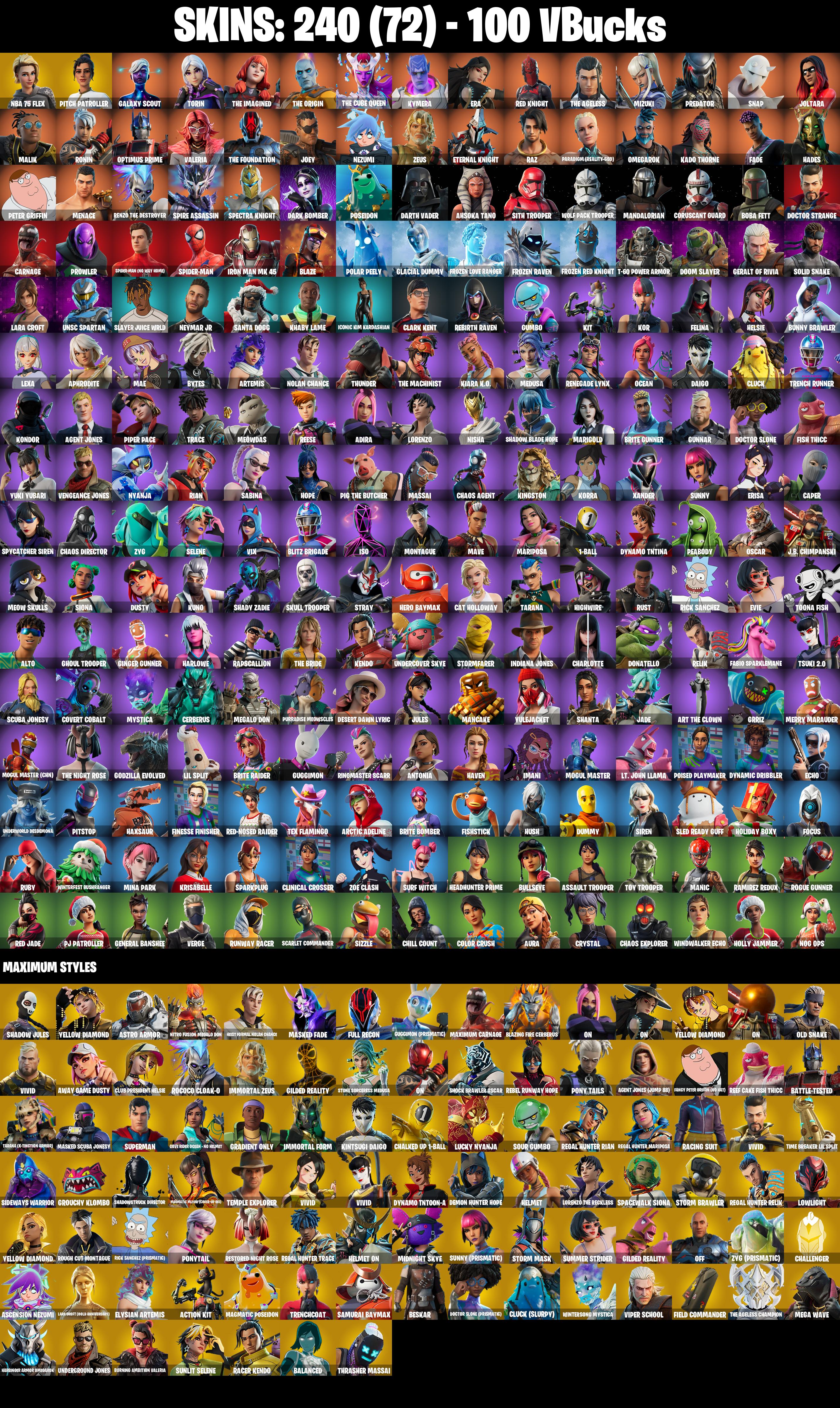 (PC/PSN) 240 SKINS π₯ NBA 75 Flex π₯ Pitch Patroller π₯ Galaxy Scout π₯ Torin π₯ The Imagined π₯ The Origin π₯ The Cube Queen π₯ Kymera π₯ 100 V-Bucπ₯ PARENTAL CONTROLS β image 2