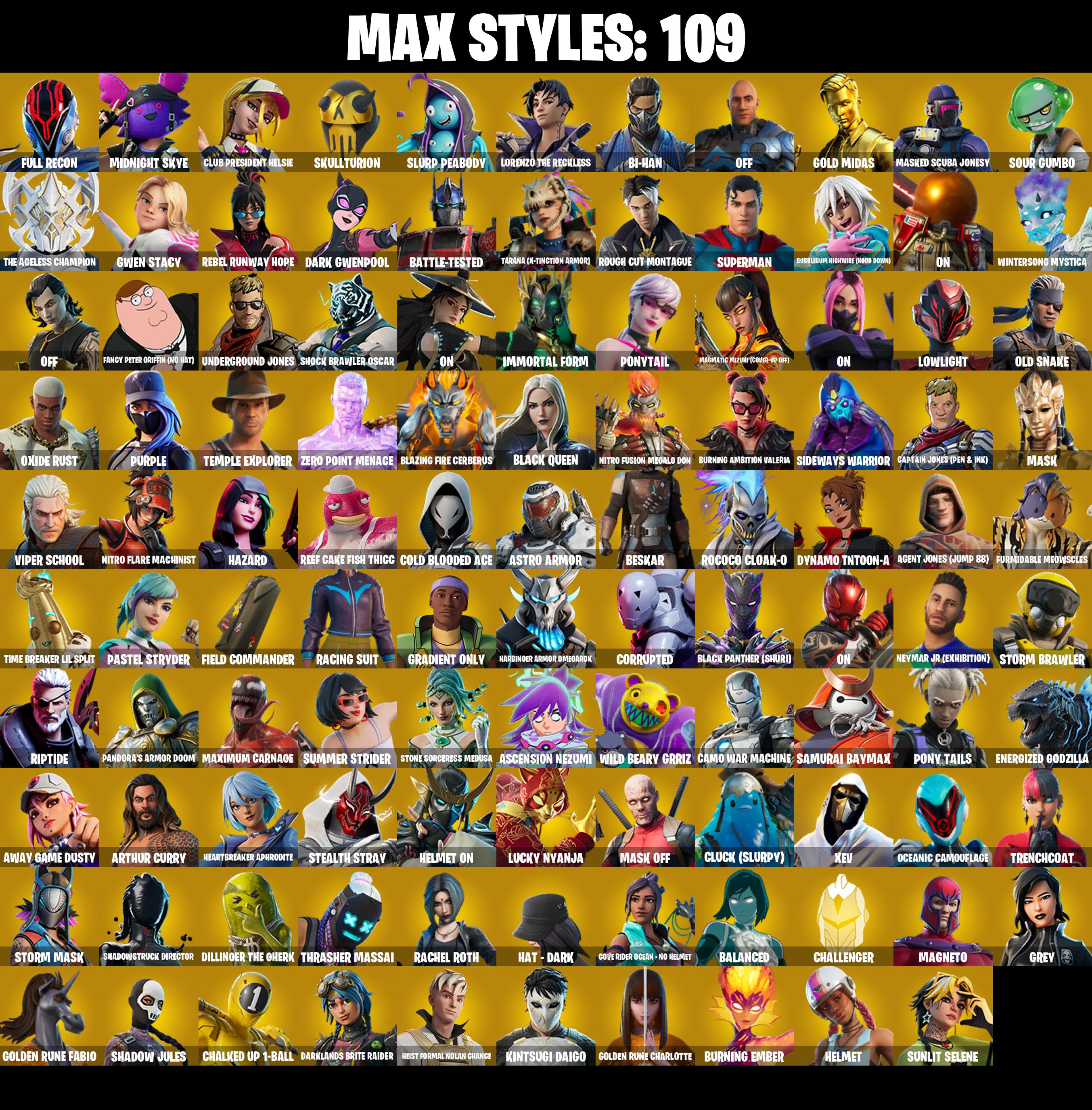 (PC/PSN/XBOX) 223 SKINS π Gold Midas π Hades π Valeria π Malik π Optimus Prime π Menace π The Imagined π Spectra Knight π 350 V-Buck PARENTAL CONTROL β image 3