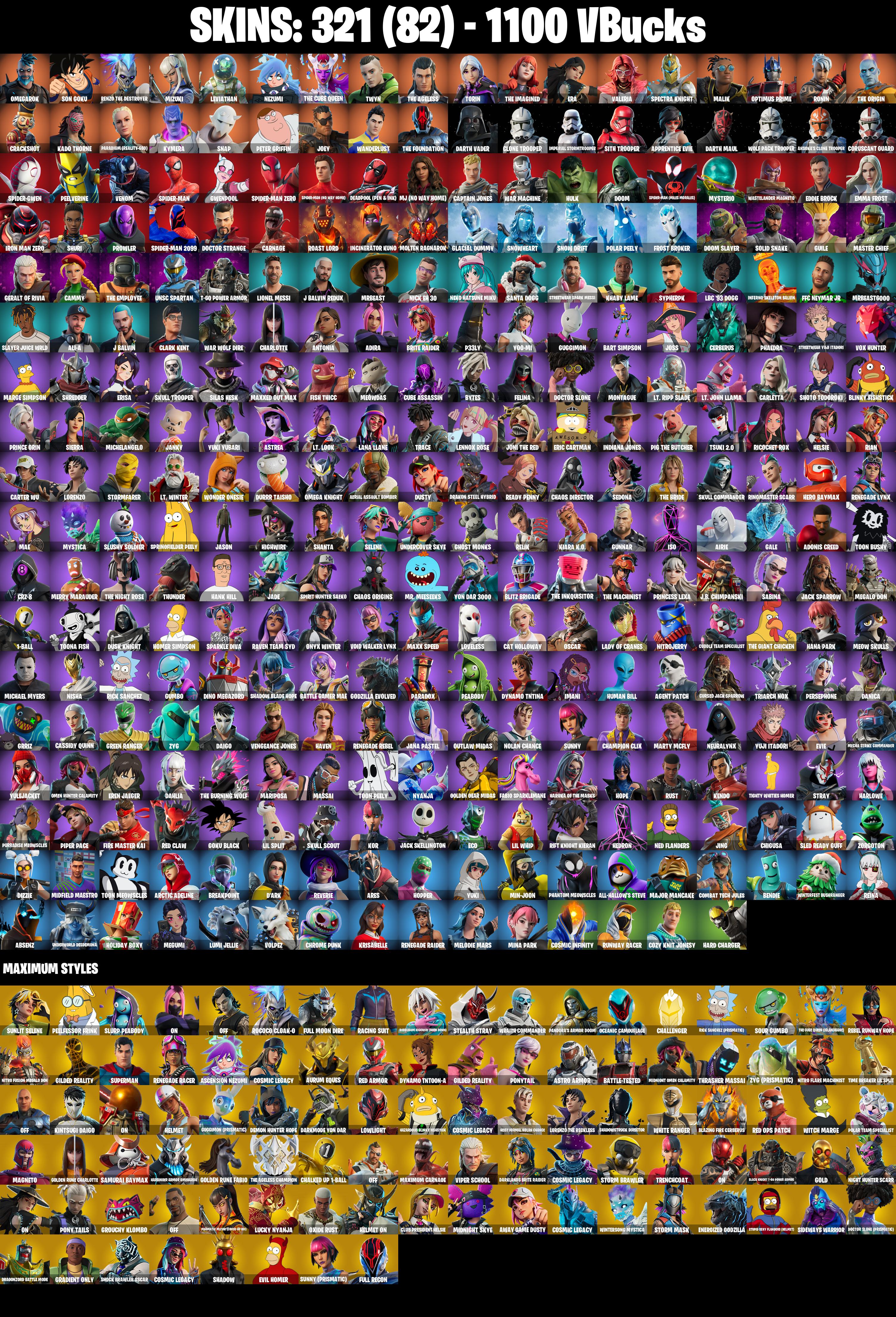 (PC/PSN/XBOX) 321 SKINS π₯ Renegade Raider π₯ Master Chief π₯ Omegarok π₯ Son Goku π₯ Renzo the Destroyer π₯ Mizuki π₯ Leviathan π₯ 1100 VB | PARENTAL CONTROLS β image 2