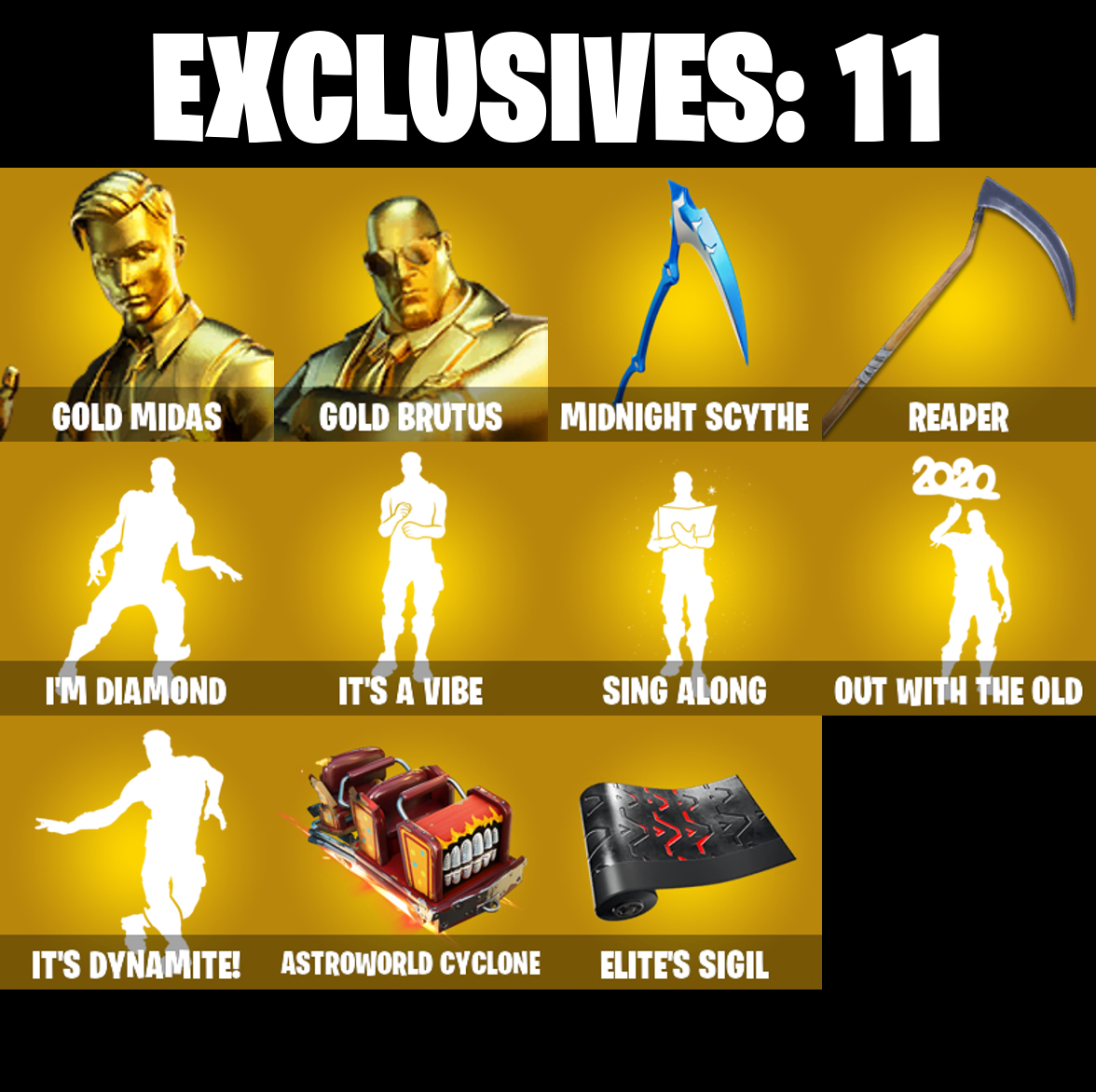 (PC/PSN/XBOX) 179 SKINS / Renegade Raider ☄️ Aerial Assault Trooper ☄️ Gold Midas ☄️ Gold Brutus ☄️ Eternal Knight ☄️ 450 V-Buck