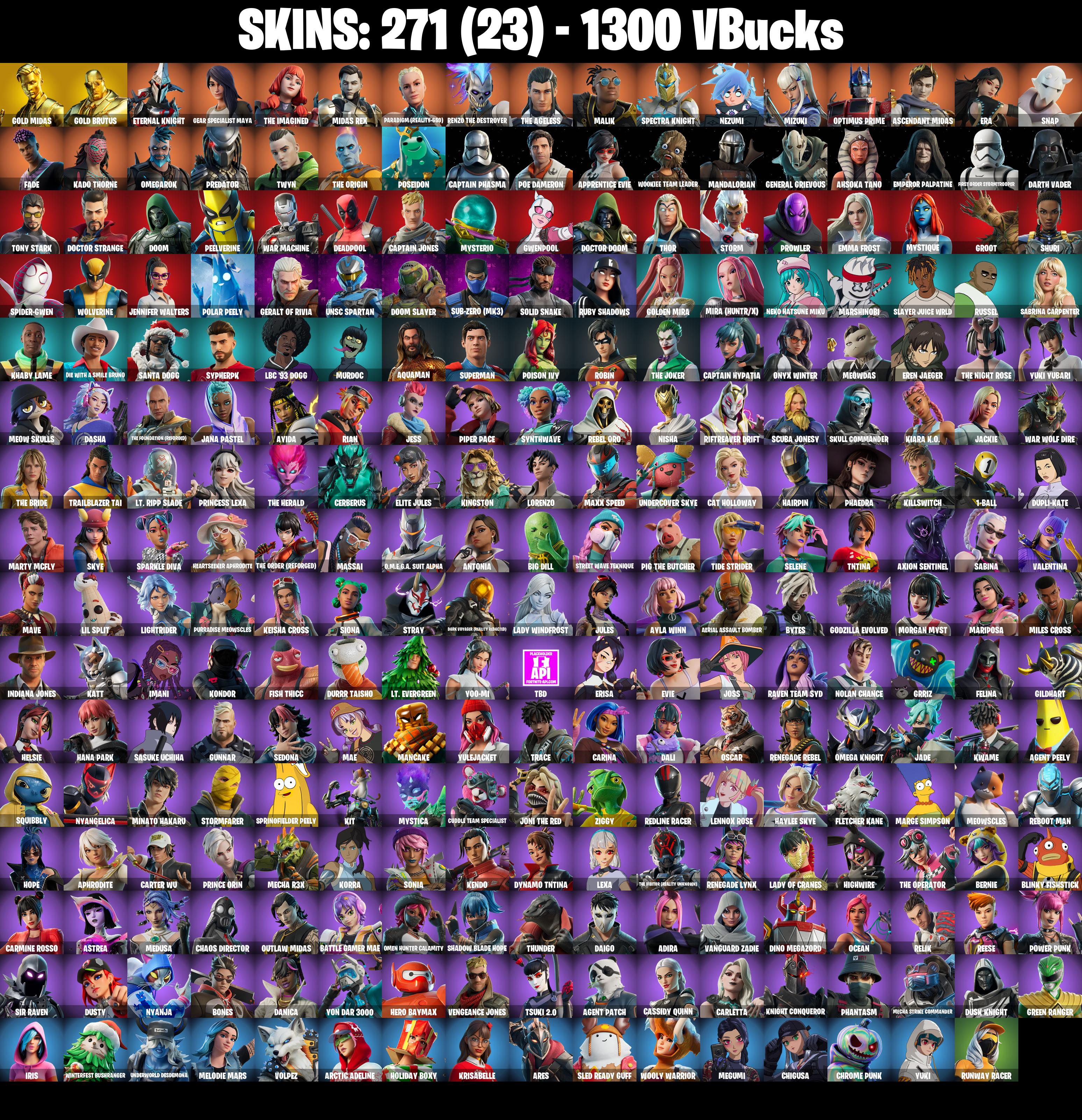 (PC/PSN/XBOX) 271 SKINS π Gold Midas π Gold Brutus π Eternal Knight π Gear Specialist Maya π The Imagined π Midas Rex π 1300 V-Buck PARENTAL CONTROL β image 2