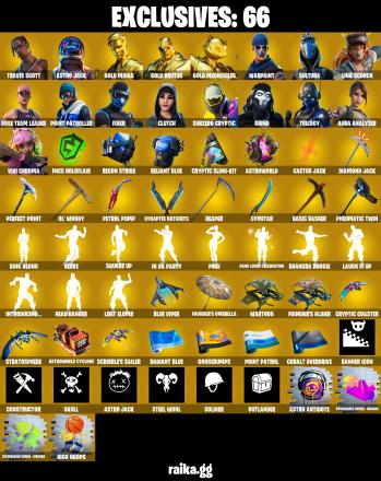 216 SKINS ✨ Travis Scott ✨ Astro Jack ✨ Gold Midas ✨ Gold Brutus ✨ Gold Meowscles ✨ Sultura ✨ Lina Scorch ✨ 500 V-Bucks (PC/PSN/XBOX) PARENTAL CONTROL — image 1