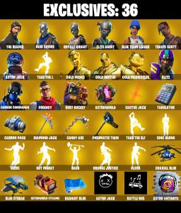 134 SKINS ✨ Travis Scott ✨ The Reaper ✨ Blue Squire ✨ Royale Knight ✨ Elite Agent ✨ Blue Team Leader ✨ Astro Jack ✨ 450 VB (PC/XBOX) PARENTAL CONTROL — Fortnite account listing