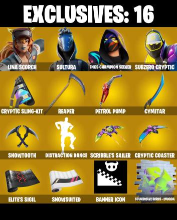 227 SKINS π Lina Scorch π Sultura π FNCS Champion Seeker π Subzero Cryptic π Era π The Imagined π Snap π Optimus Prime π Zeus π Hades π 350 V-Buck (PC/PSN/XBOX) PARENTAL CONTROL β image 1