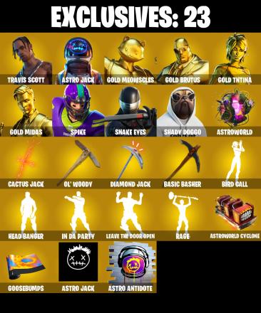 288 SKINS ✨ Travis Scott ✨ Astro Jack ✨ Gold Meowscles ✨ Gold Brutus ✨ Gold TNTina ✨ Gold Midas ✨ Spike ✨ Snake Eyes ✨ Shady Doggo ✨ 550 V-bucks ✨ PC/PSN/XBOX — image 1