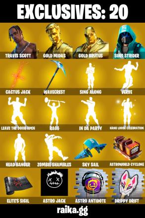 [153 SKINS] ⭐️ Travis Scott ⭐️ Gold Midas ⭐️ Gold Brutus ⭐️ Surf Strider ⭐️ The Origin ⭐️ Spire Assassin ⭐️ Galaxia ⭐️ 950 VB ⭐️ (PC/PSN/XBOX) — image 1