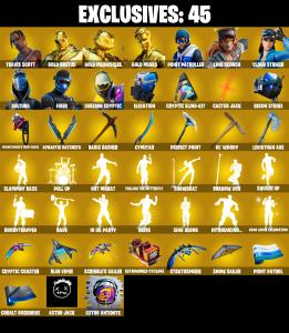 122 SKINS ✨ Travis Scott ✨ Gold Brutus ✨ Gold Meowscles ✨ Gold Midas ✨ Point Patroller ✨ Lina Scorch ✨ Cloud Striker ✨ 200 V-Bucks (PC/PSN/XBOX) PARENTAL CONTROL — Fortnite account listing