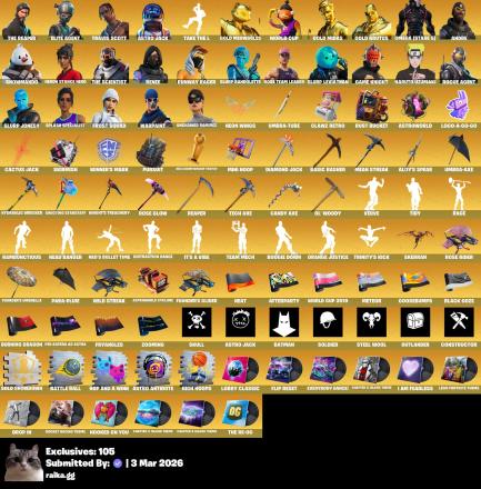 [PC/PSN/XBOX] 281 skins | OG STW | The Reaper | Elite Agent | Travis Scott | Astro Jack | Gold Meowscles | WORLD CUP | Gold Midas | Gold Brutus | 650 — image 6