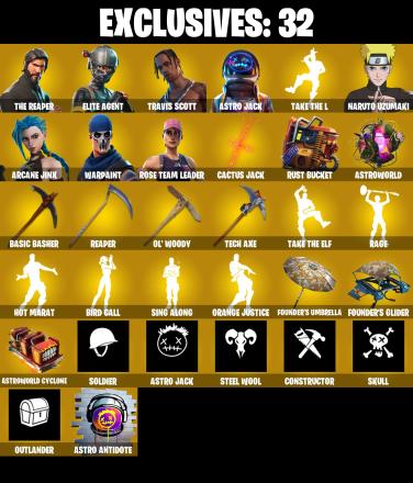 319 SKINS ✨ Travis Scott ✨ Astro Jack ✨ Elite Agent ✨ The Reaper ✨ Naruto Uzumaki ✨ Arcane Jinx ✨ Sentinel ✨ Zeus ✨ 0 V-Buc (PC/PSN/XBOX) — image 1