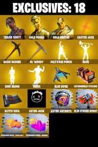 129 SKINS ✨ Travis Scott ✨ Gold Midas ✨ Gold Brutus ✨ Mizuki ✨ Valeria ✨ Snap ✨ The Foundation ✨ 3200 V-Buc (PC/PSN/XBOX) PARENTAL CONTROL — Fortnite account listing