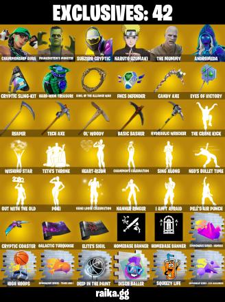 409 SKINS ✨ Renegade Raider ✨ Championship Aura ✨ Frankenstein's Monster ✨ Subzero Cryptic ✨ Naruto Uzumaki ✨ The Mummy ✨ 0 V-Bucks (PC/PSN/XBOX) PARENTAL CONTROL — image 1