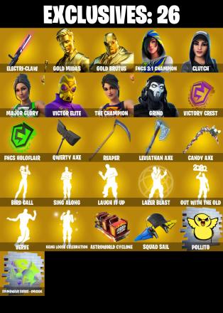 232 SKINS π Renegade Raider π Gold Midas π Gold Brutus π FNCS 3:1 Champion π Clutch π Major Glory π Victor Elite π 150 V-Buck (PC/PSN/XBOX) PARENTAL CONTROL β image 2