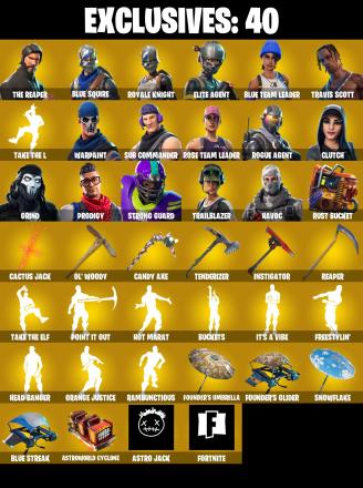 172 SKINS ✨ Renegade Raider ✨ Aerial Assault Trooper ✨ The Reaper ✨ Blue Squire ✨ Royale Knight ✨ Elite Agent ✨ 1700 V-Buck (PC/PSN/XBOX) PARENTAL CONTROL — image 1