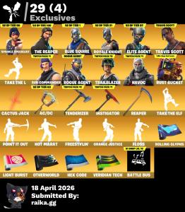 ⭐119 skins | Travis Scott | The Reaper | Sparkle Specialist | Take The L | Blue Squire | Royale Knight | Elite Agent | ⭐ — Fortnite account listing