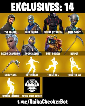 119 SKINS | Blue Squire | The Reaper | Omega (Stage 5) | Spider-Gwen | Take The L | Rogue Agent | Elite Agent | [PC/PSN/XBOX/NINTENDO] — image 8