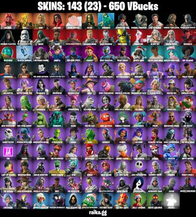 143 skins 💎 Valeria  💀 Zeus ⚡ Joltara 🧬 Peter Griffin 📺 Hades 🏛️ Poseidon 🔱 Apprentice Evie 🗡️ General Grievous 🤖 Poe Dameron 🛸 OGmFN1036 🗝️ — image 1