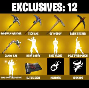 156 SKINS ๐ Joey ๐ Predator ๐ Zeus ๐ Kymera ๐ Menace ๐ Peter Griffin ๐ Raz ๐ Midas Rex ๐ Backlash ๐ Son Goku ๐ 100 VB (PC/PSN/XBOX) PARENTAL CONTROL โ Fortnite account listing